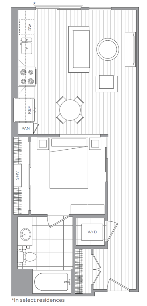 One bedroom one bathroom  at Kinley West LA, Los Angeles, CA